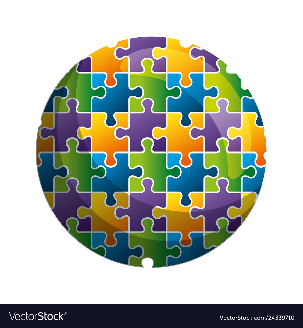 Sphere planet with puzzle attached vector image Sphere planet with puzzle attached