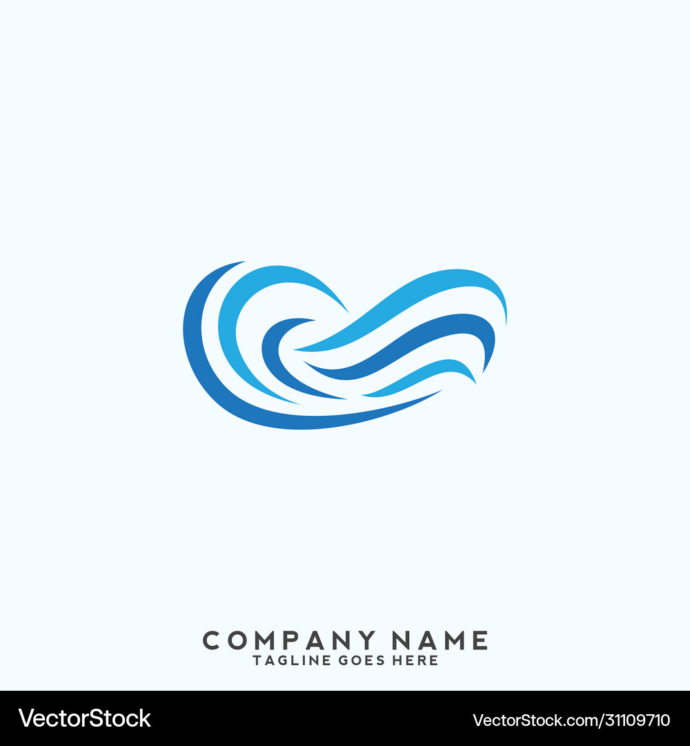 Water wave symbol and icon logo template Vector Image