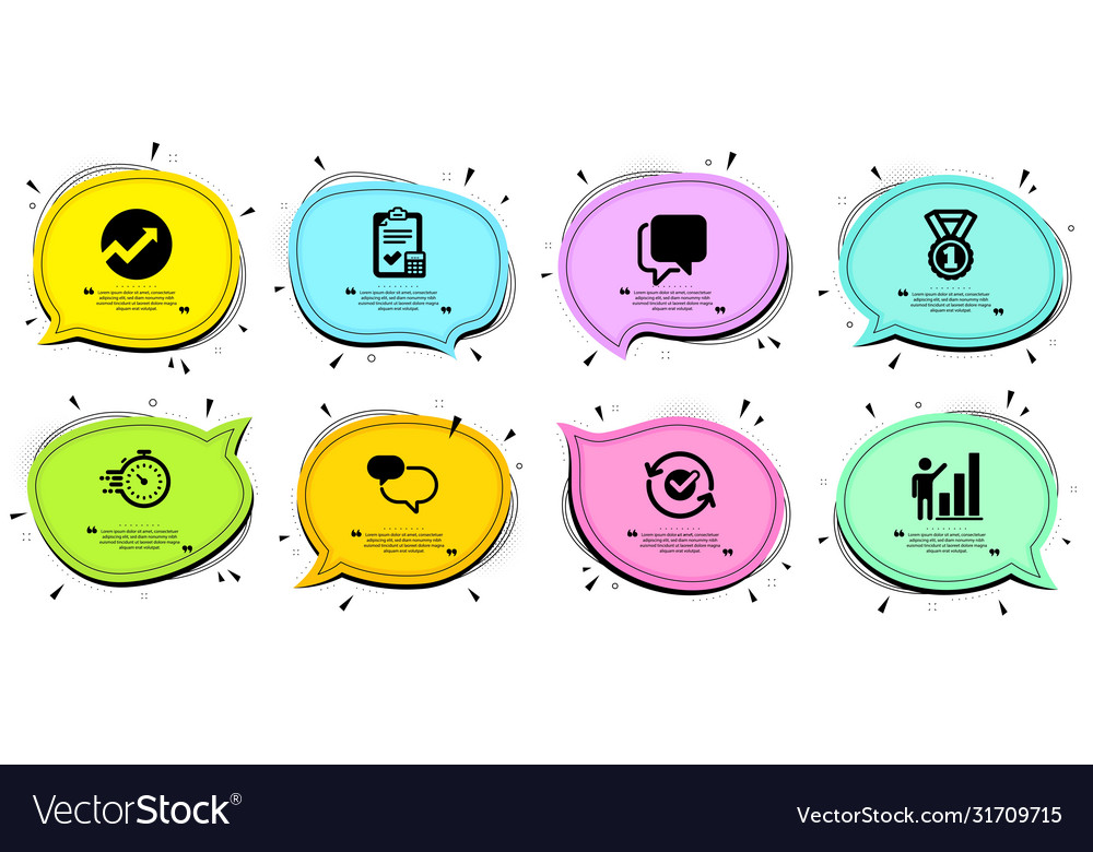Audit chat message and approved icons set timer vector image Audit chat message and approved icons set timer