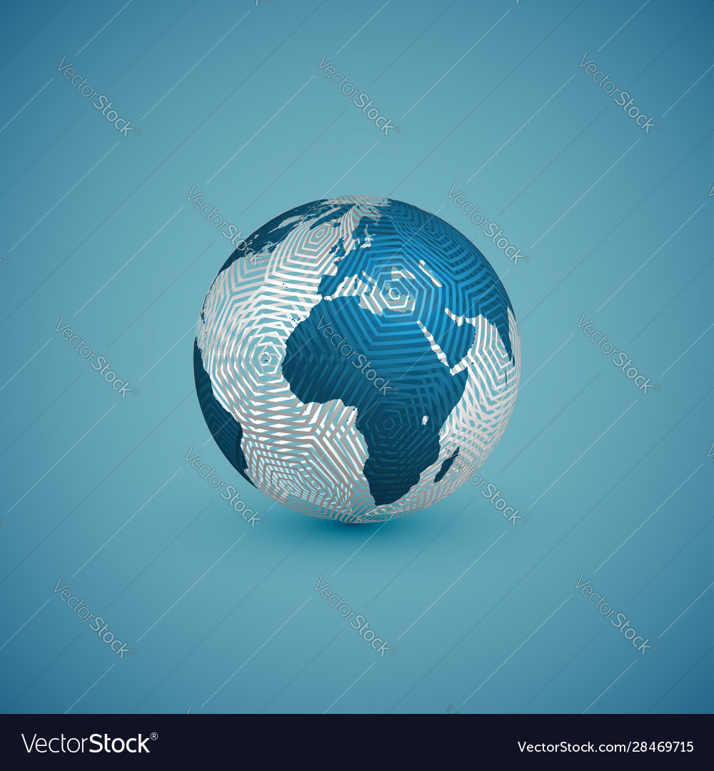 Blue globe map with pattern sphere vector image Blue globe map with pattern sphere