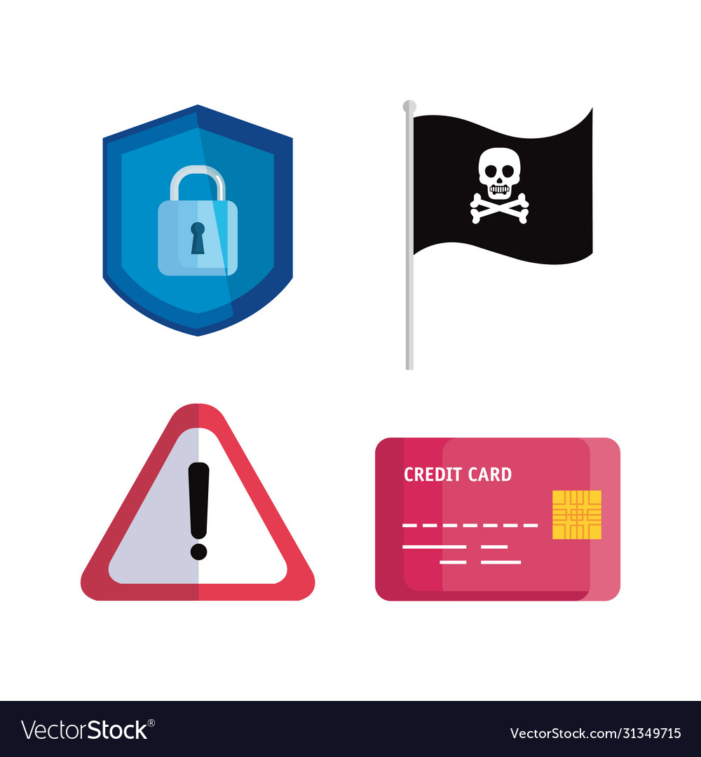 Bundle hacker icons set vector image Bundle hacker icons set