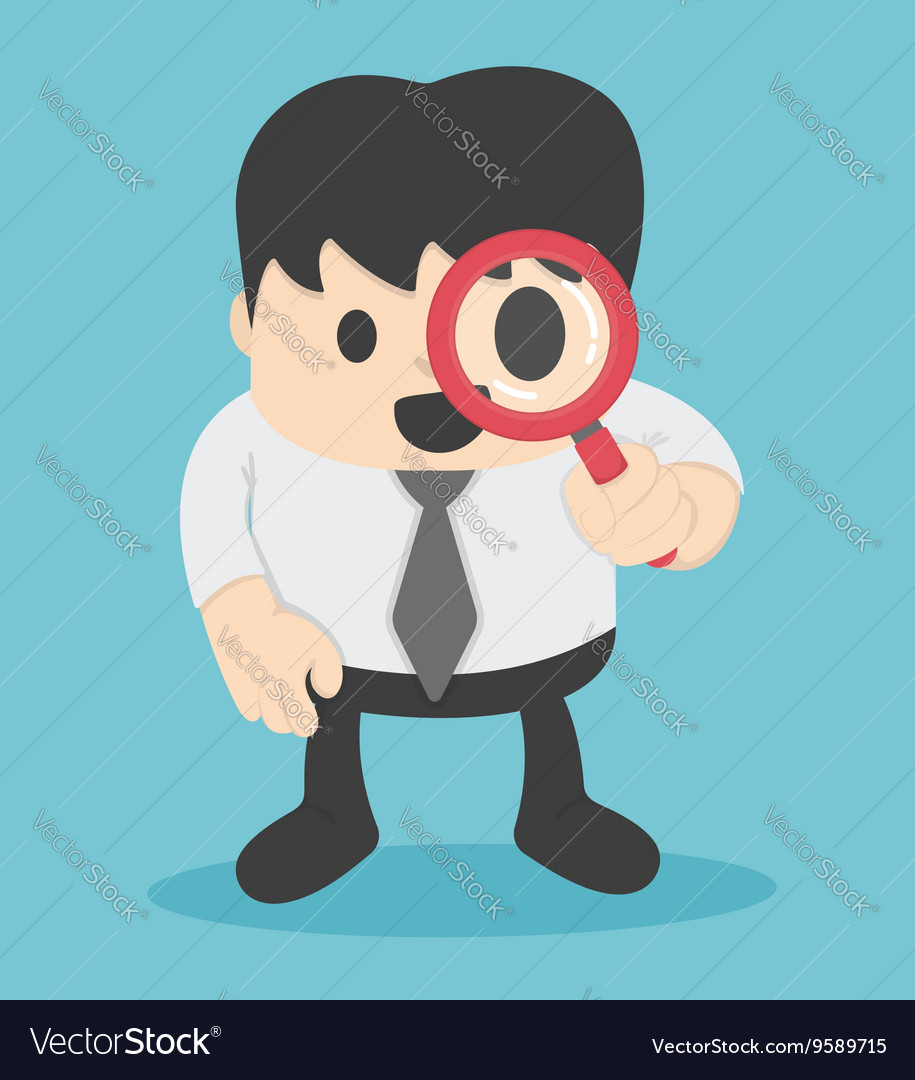 Businessman Looking Through A Magnifying Glass Vector Image