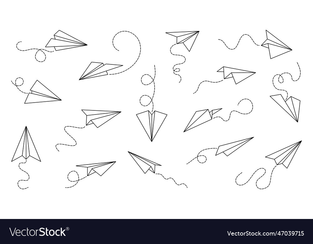 Doodle Paper Airplane Aircraft Creative Graphics Vector Image