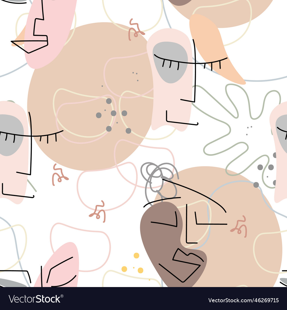 Face line pattern abstract drawing seamless print Vector Image Face line pattern abstract drawing seamless print