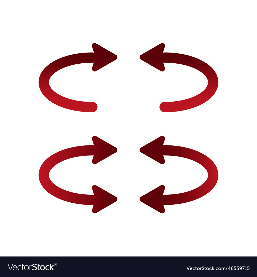 Flat button with red recycle arrows circle spin vector image Flat button with red recycle arrows circle spin