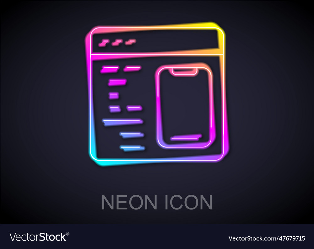 Glowing neon line software web developer vector image Glowing neon line software web developer