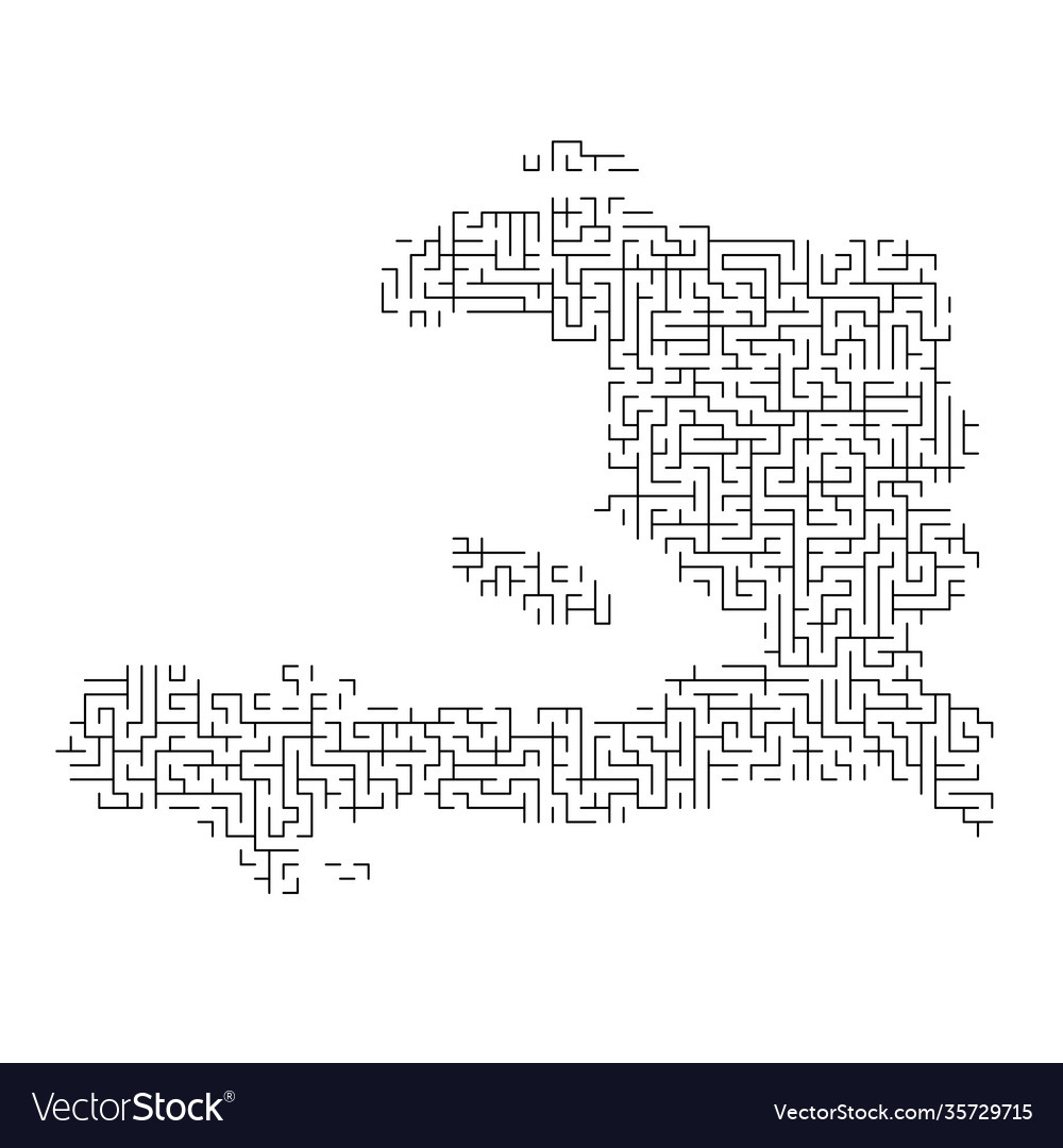 Haiti map from black pattern maze grid