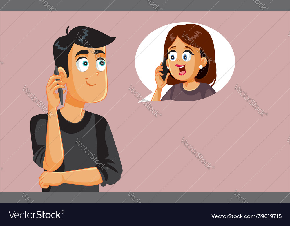 Husband speaking on the phone with his wife Vector Image