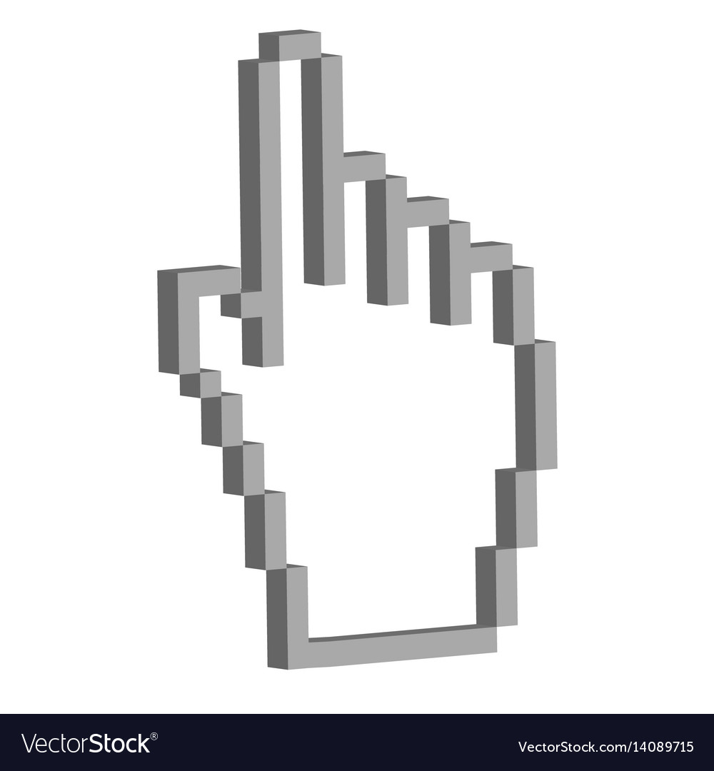 Index finger hand cursor made up of 3d cubes