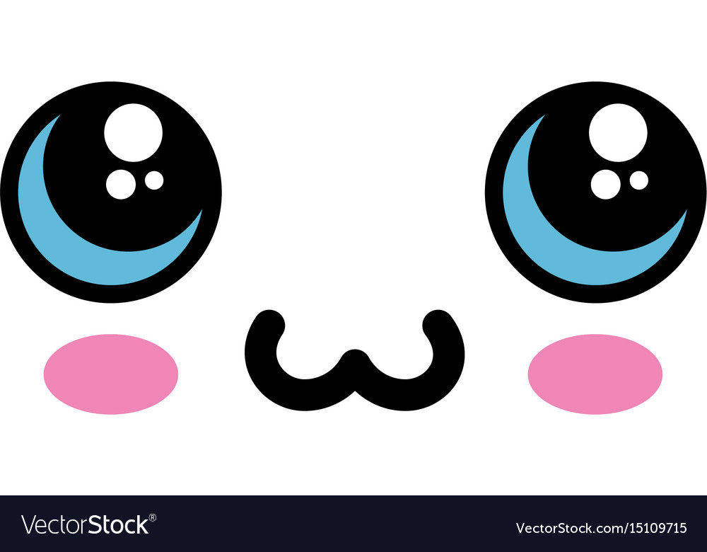 Kawaii cartoon face Royalty Free Vector Image - VectorStock