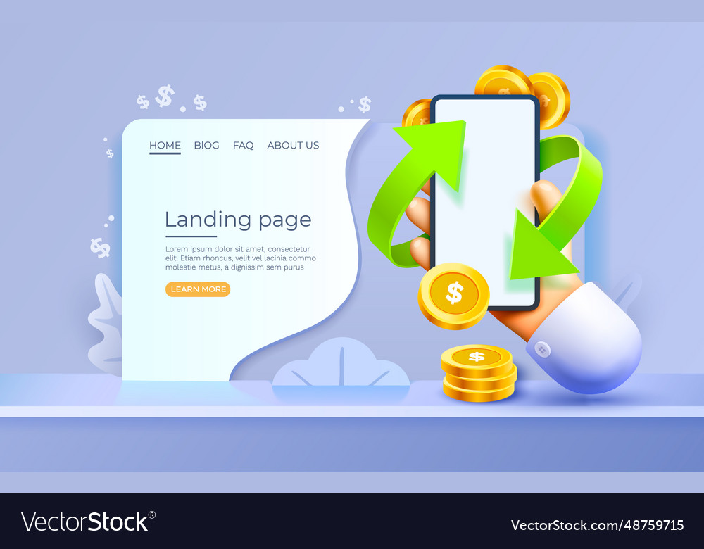 Landing page mobile cash back service financial