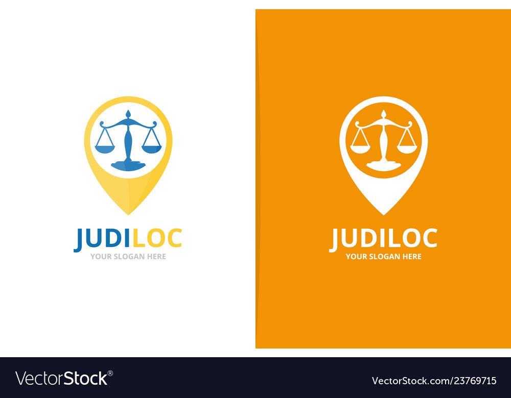 Libra and map pointer logo combination unique law