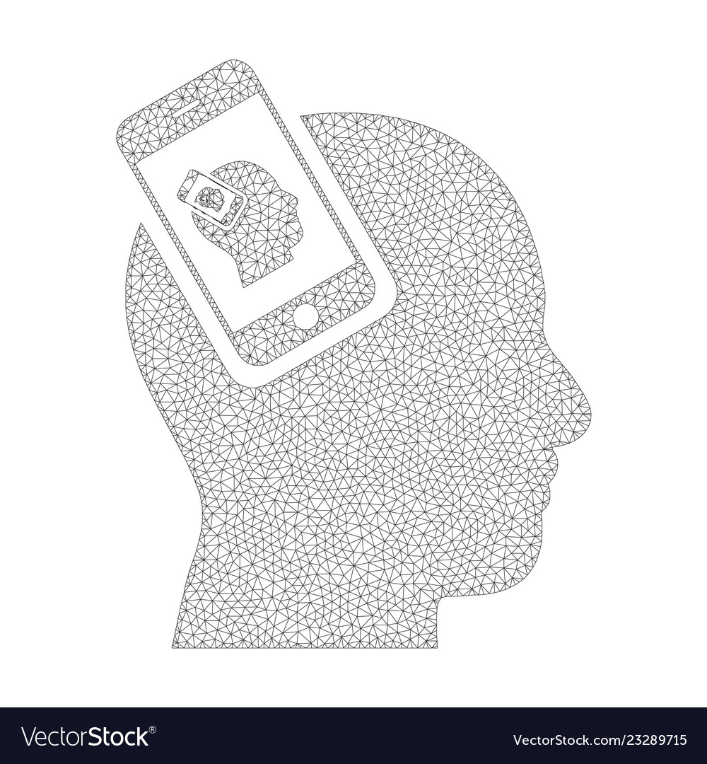 Mesh smartphone head plugin recursion icon vector image Mesh smartphone head plugin recursion icon