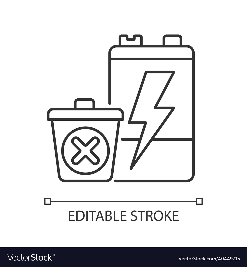 No battery disposal linear icon Royalty Free Vector Image