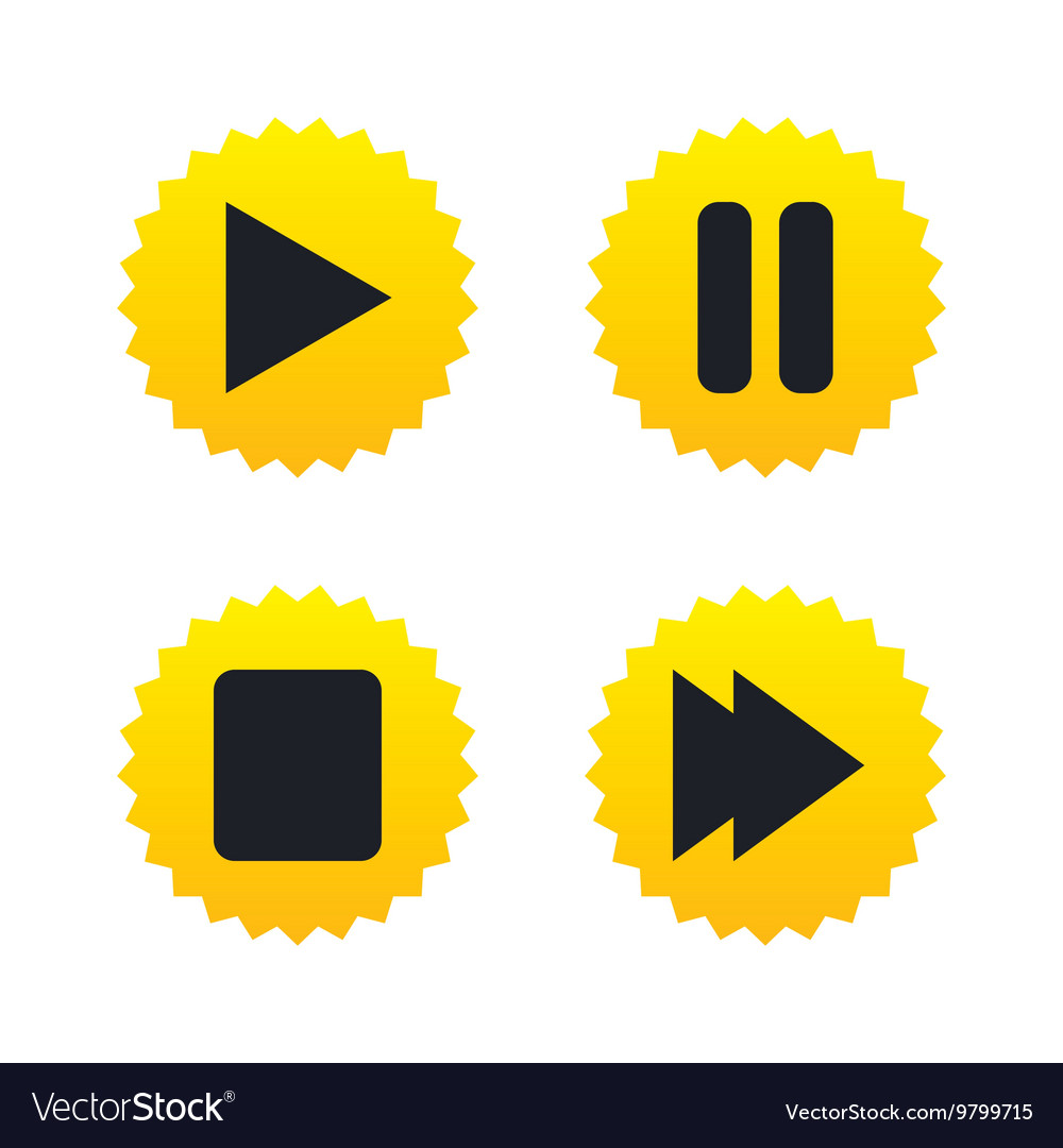 Player navigation icons play stop and pause