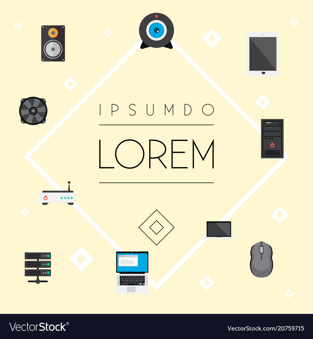 Set computer icons flat style symbols vector image Set computer icons flat style symbols