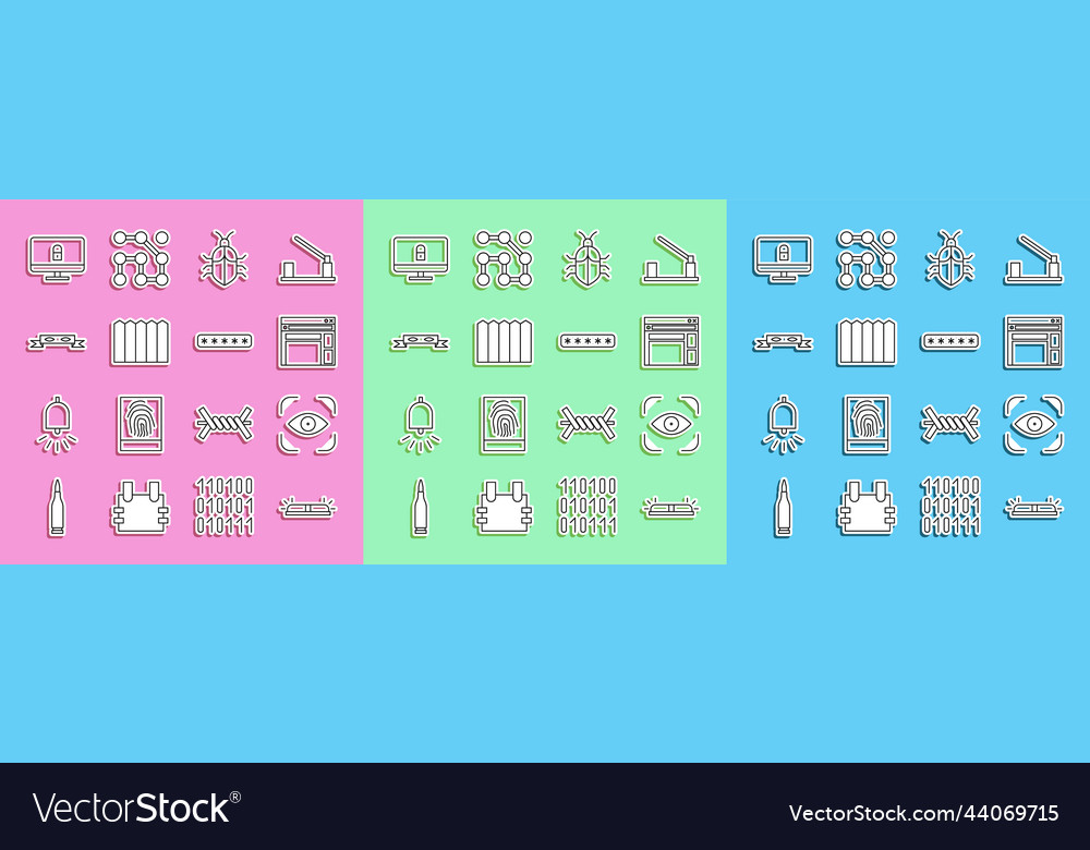 Set line flasher siren eye scan website template Vector Image Set line flasher siren eye scan website template