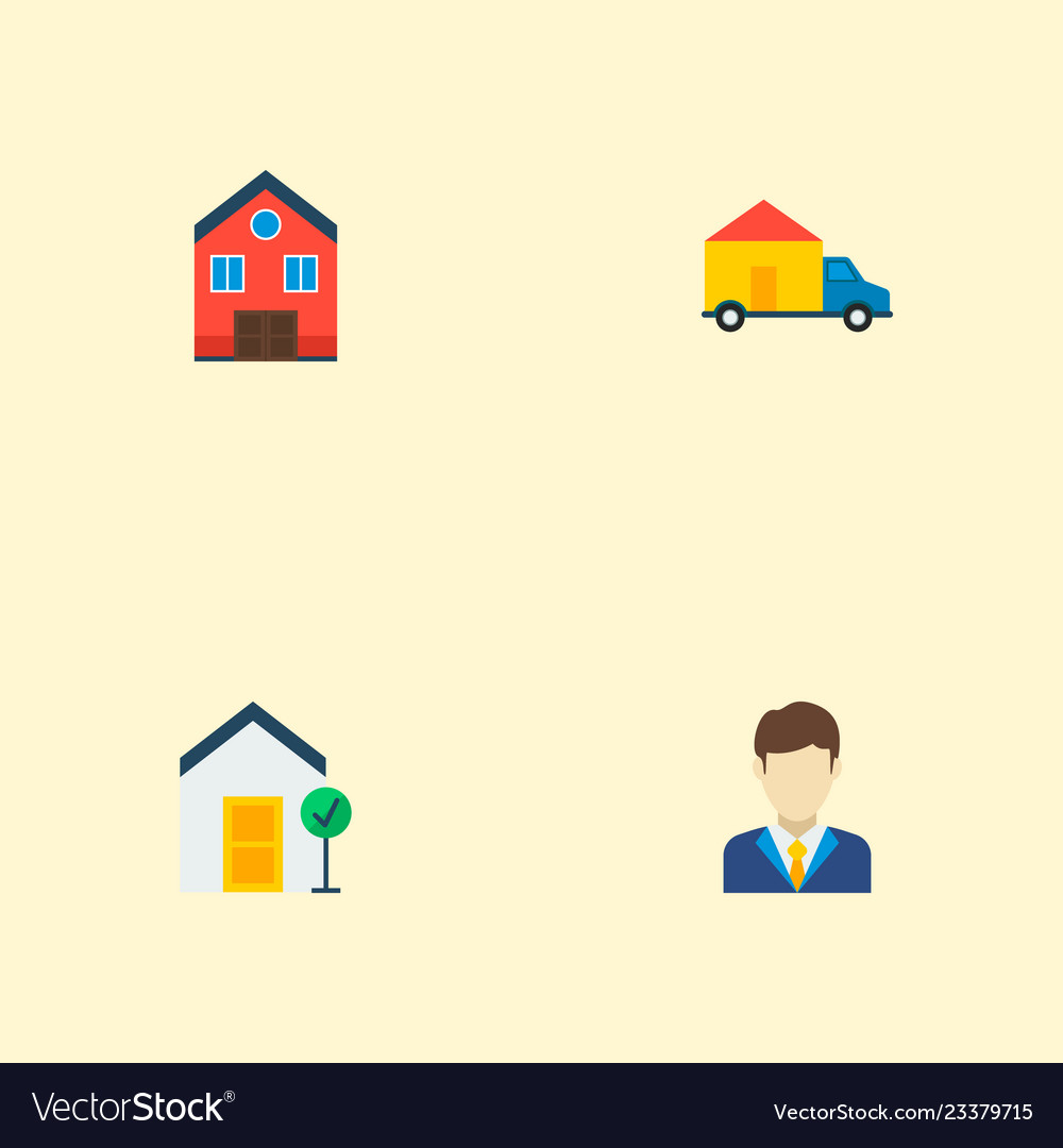 Set of property icons flat style symbols with home
