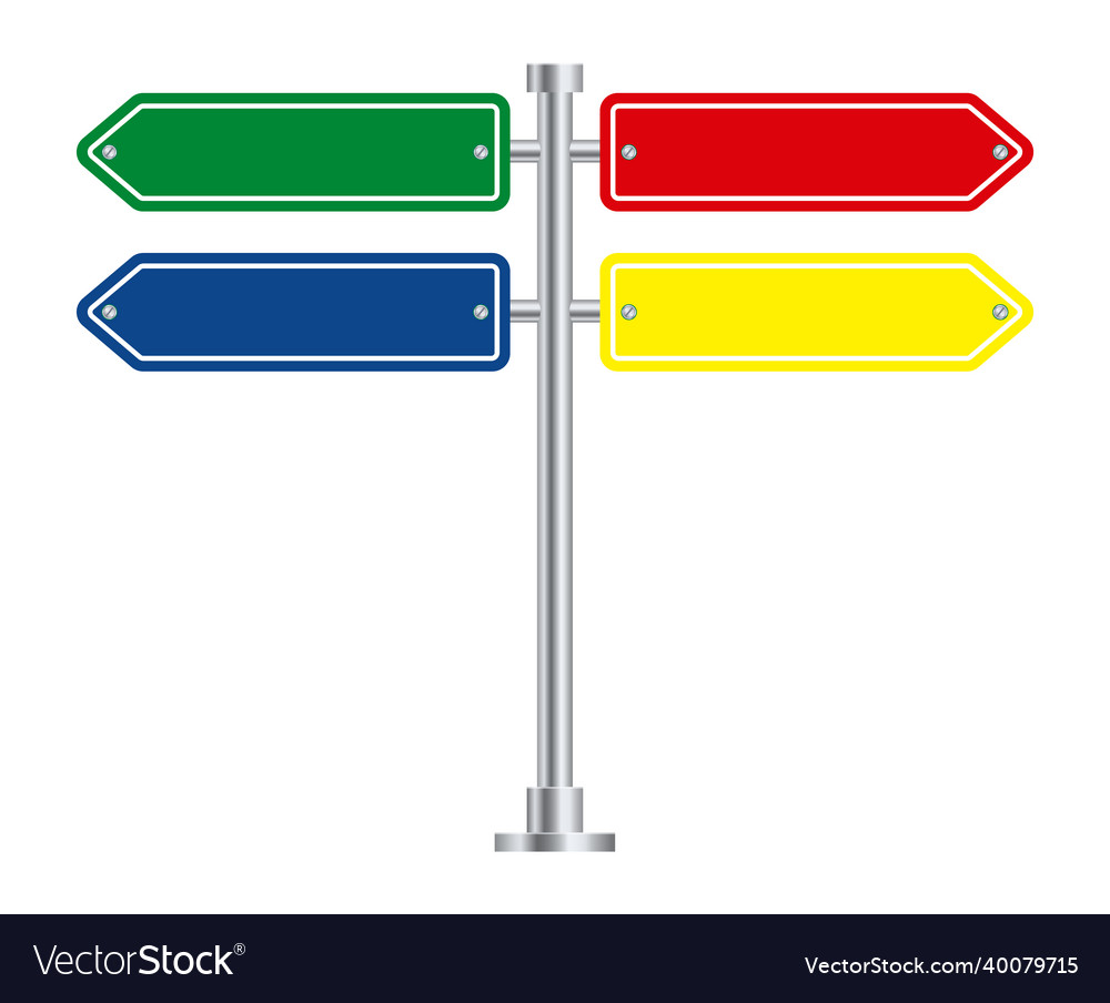 Signpost with color arrows direction pointer road Vector Image Signpost with color arrows direction pointer road