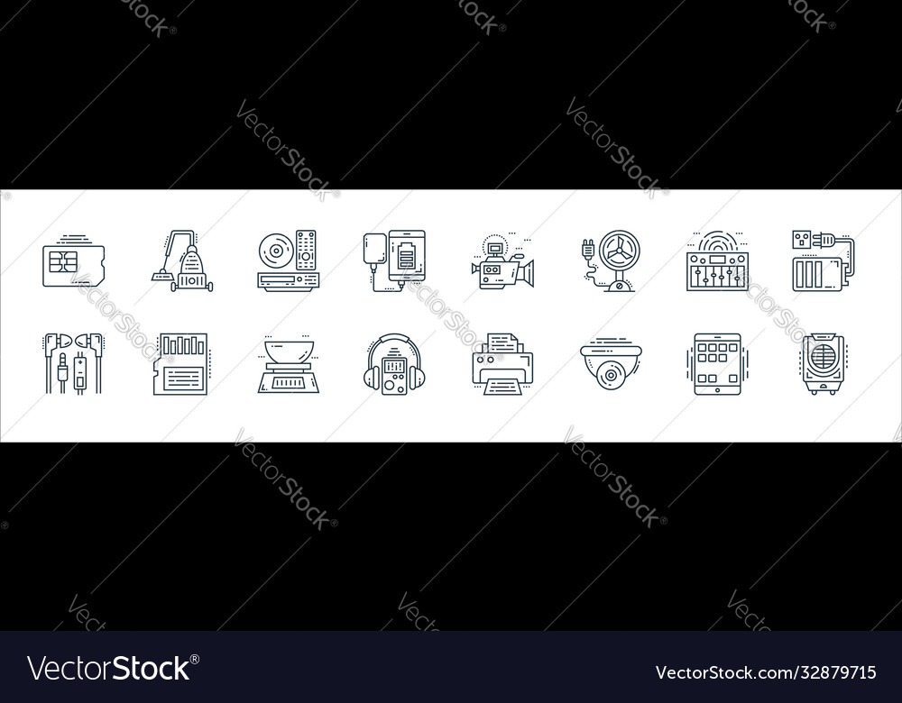 Technology devices line icons linear set quality vector image Technology devices line icons linear set quality