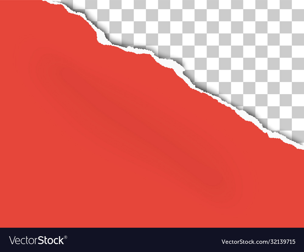 Torn upper right part sheet red paper