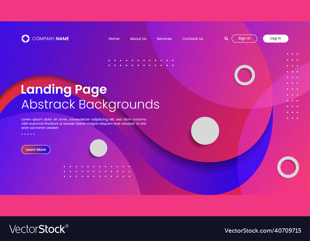 Website landing page design with abstract