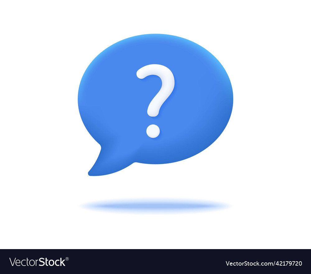 3d speech bubble with question mark realistic icon