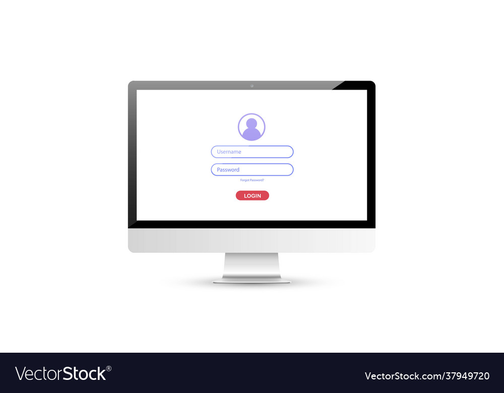 Computer with authorization on screen login vector image Computer with authorization on screen login