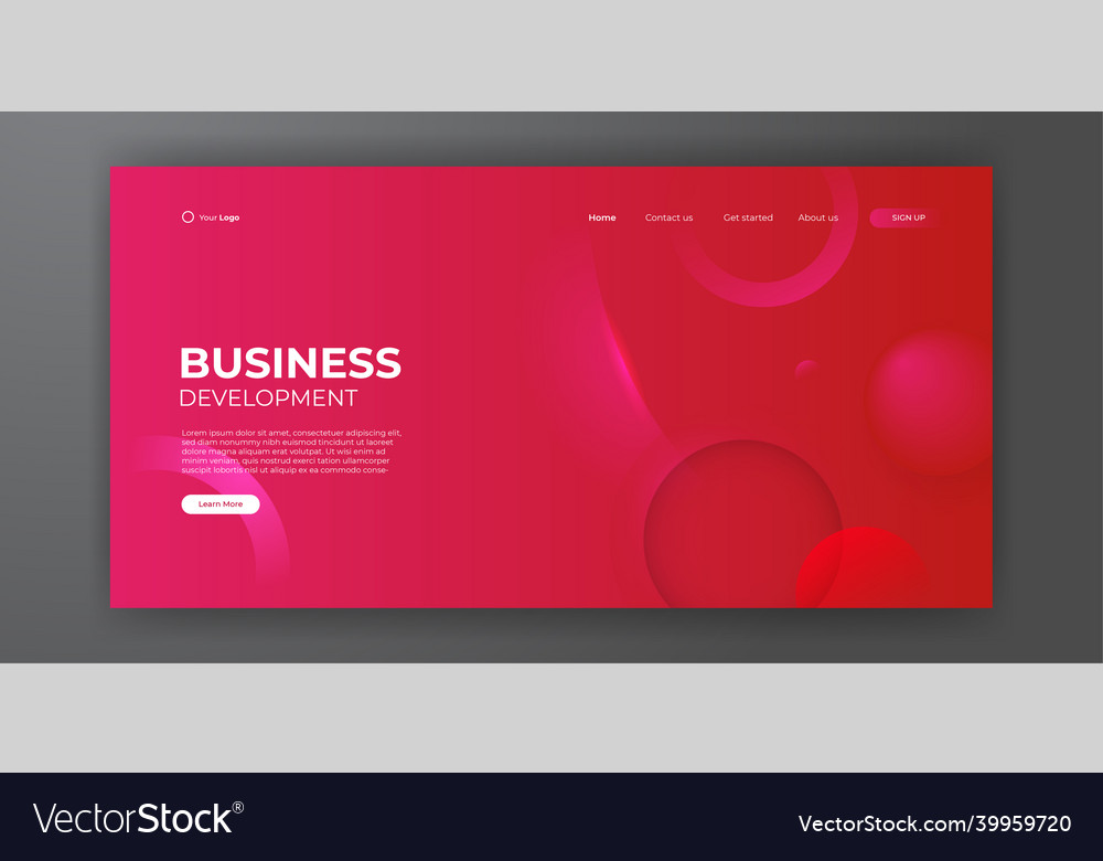 Design for landing page red background 3d vector image Design for landing page red background 3d