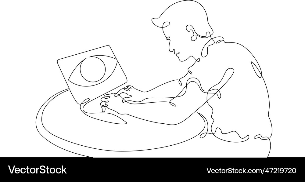Eye On Laptop Screen Open All Seeing Royalty Free Vector