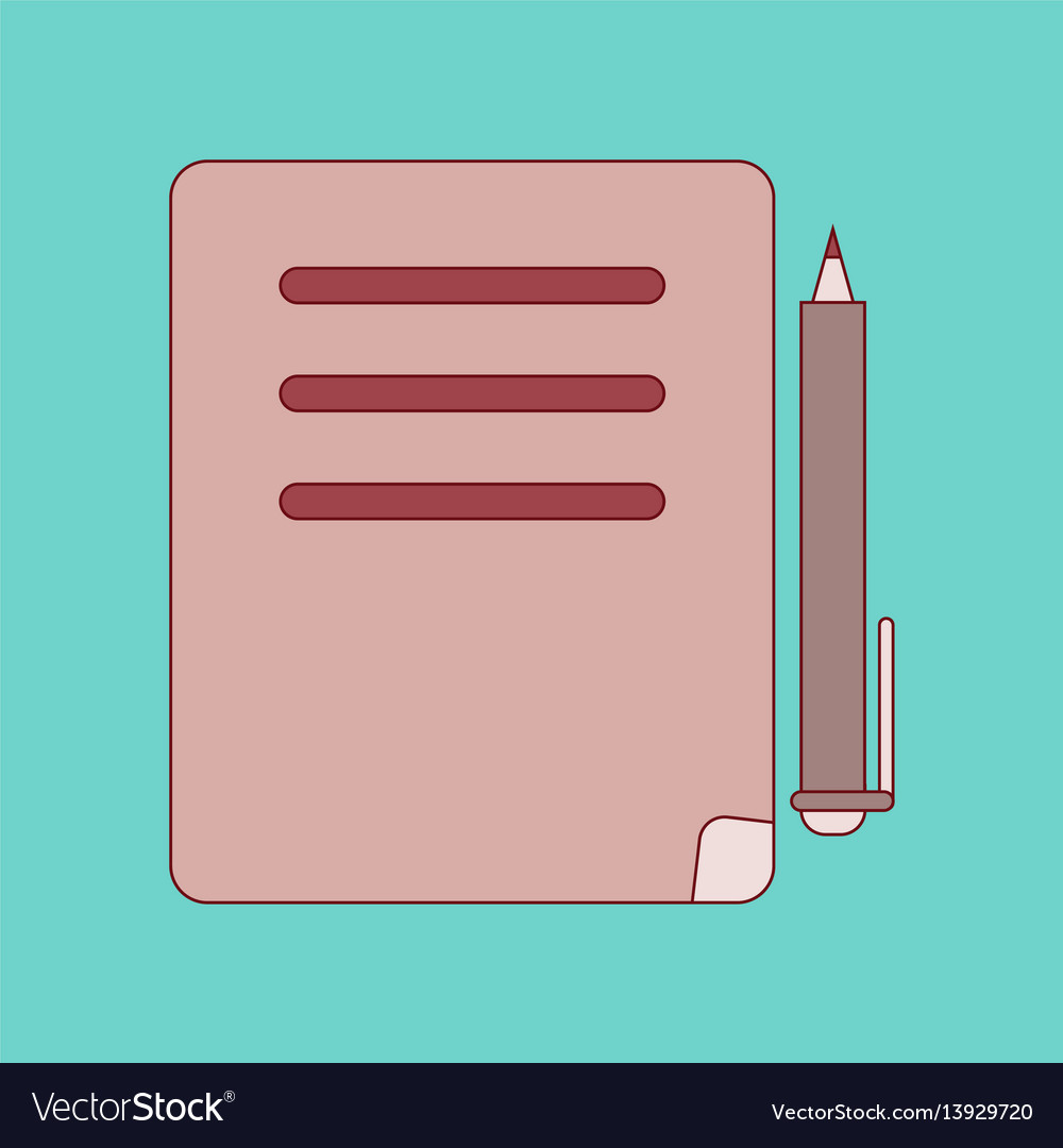 Flat icon with thin lines notebook pen