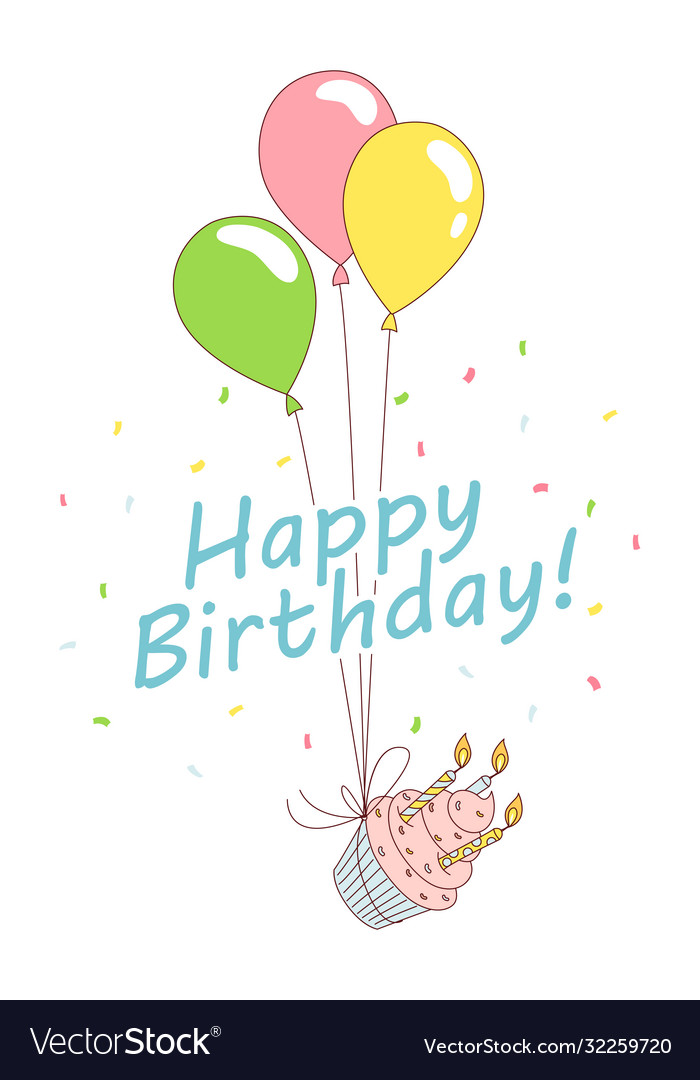 Happy birthday party greeting card invitation Vector Image