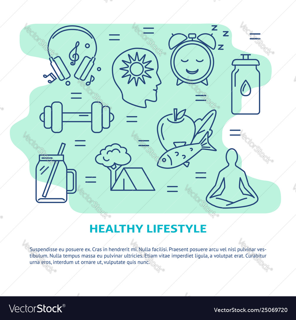 Healthy lifestyle concept banner in line style