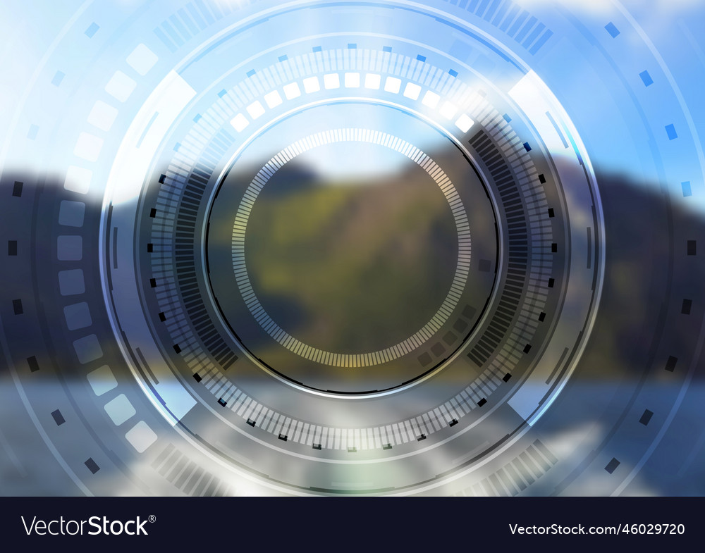 Hi-tech landscape background with hud interface vector image Hi-tech landscape background with hud interface