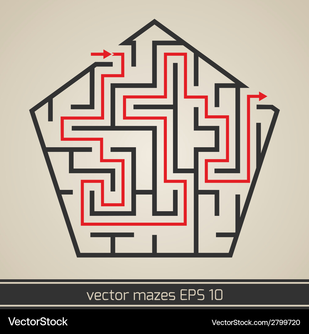 Maze labyrinth with solution Royalty Free Vector Image