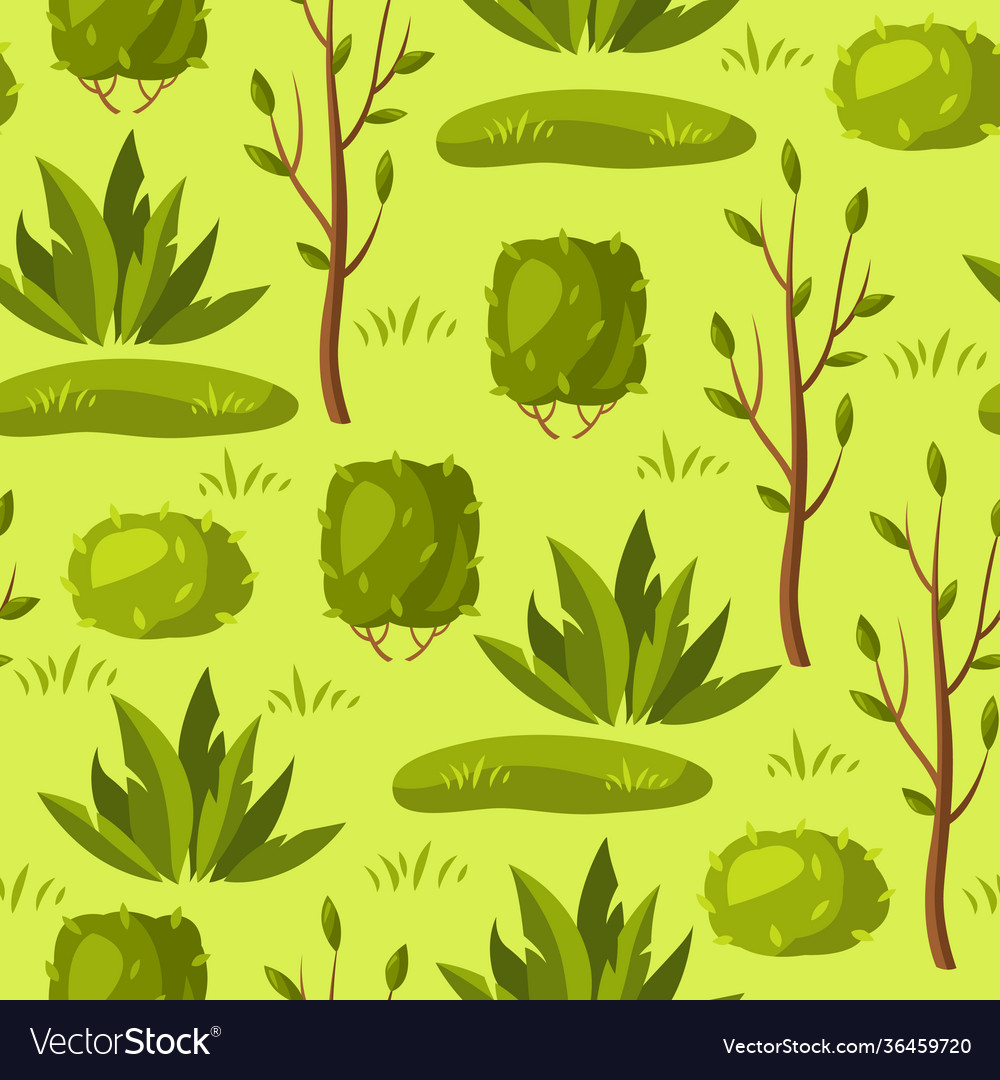 Seamless pattern with trees and bushes vector image Seamless pattern with trees and bushes