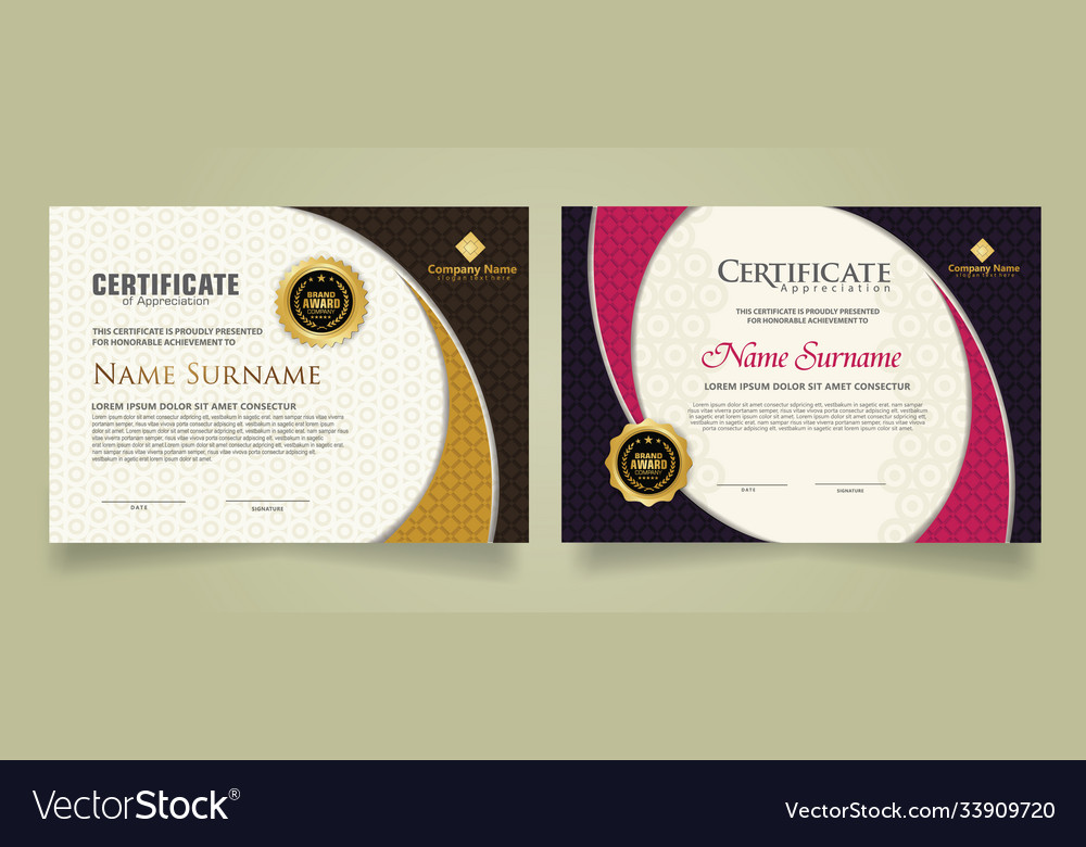 Set modern certificate template with realistic vector image Set modern certificate template with realistic