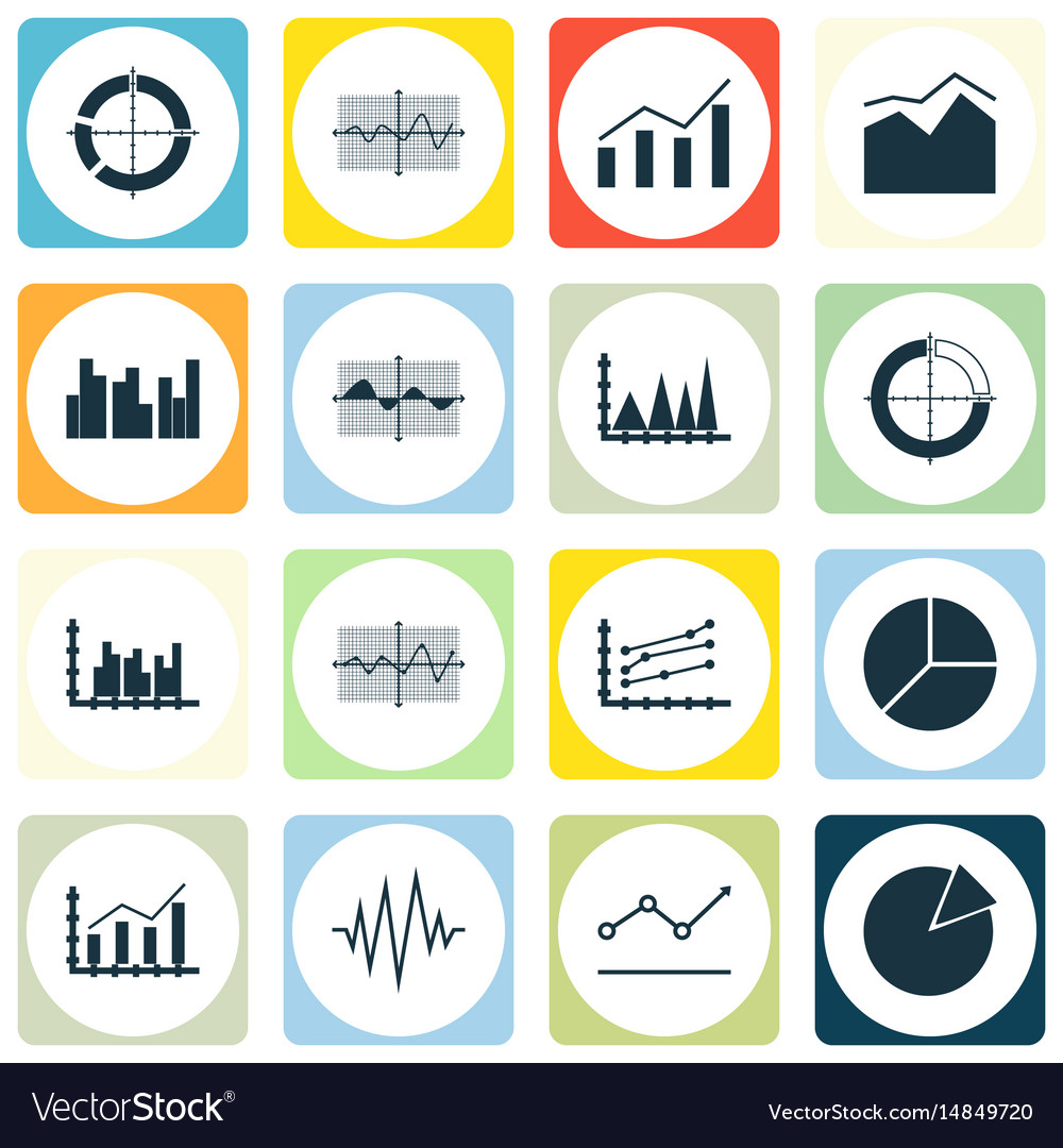 Set of graphs diagrams and statistics icons