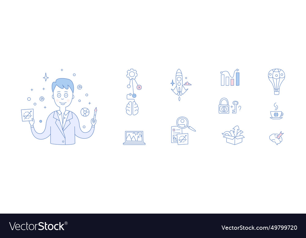 Simple creative process line icon and object vector image Simple creative process line icon and object