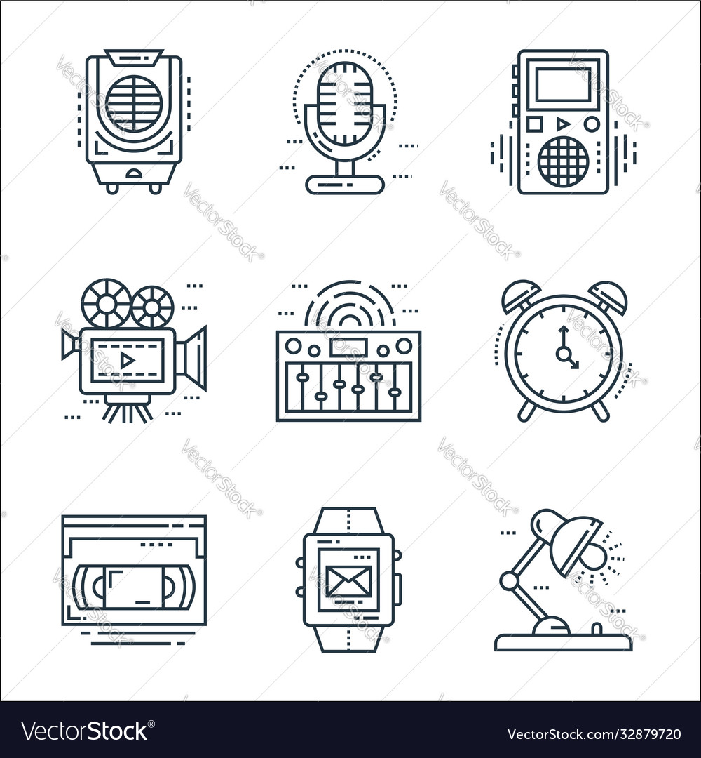 Technology devices line icons linear set quality Vector Image Technology devices line icons linear set quality