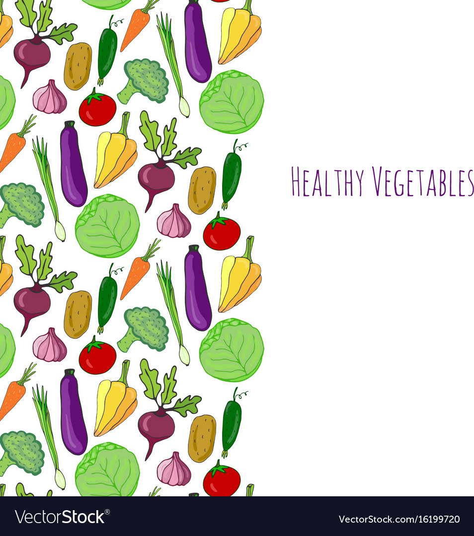 Vegetable hand drawn background isolated