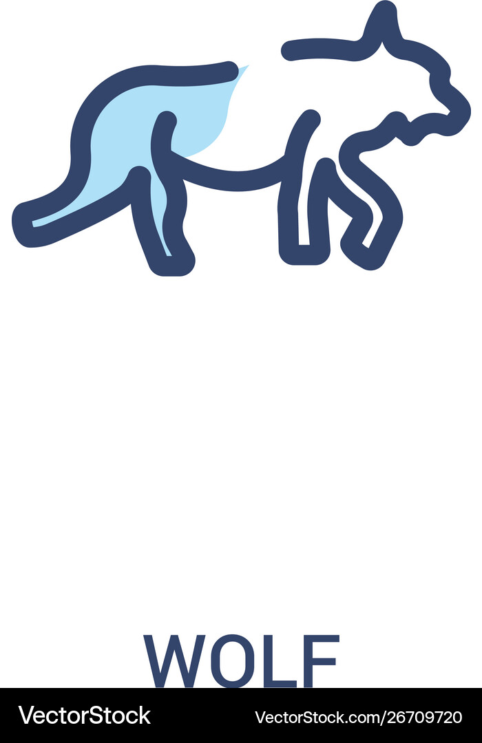 Wolf concept 2 colored icon simple line element Vector Image