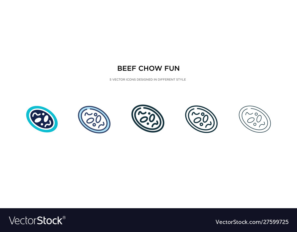 Beef chow fun icon in different style two