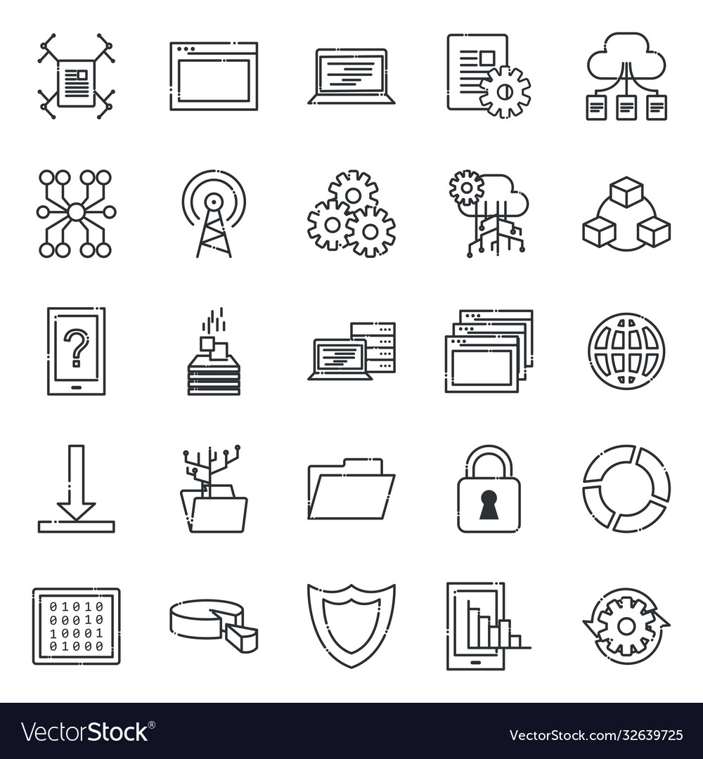Große Datenzeile Stil Icon-Set Design