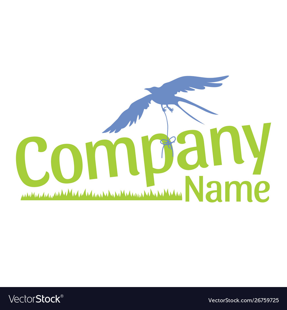 Blue bird grass art logo