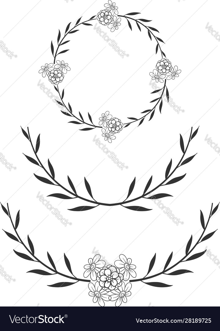 Download Floral Circle Frame Simple Wedding Wreath Hand Vector Image