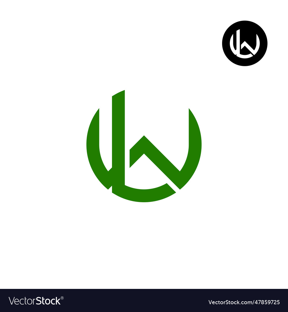 Letter lw wl circle bold logo design Royalty Free Vector