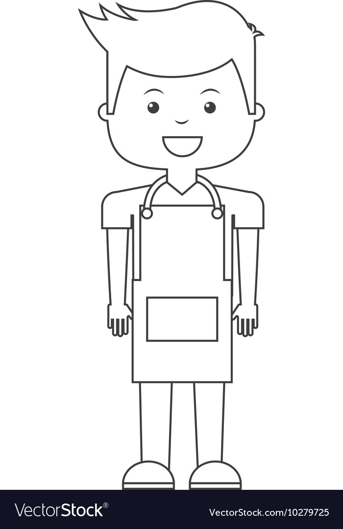 Man with apron isolated icon