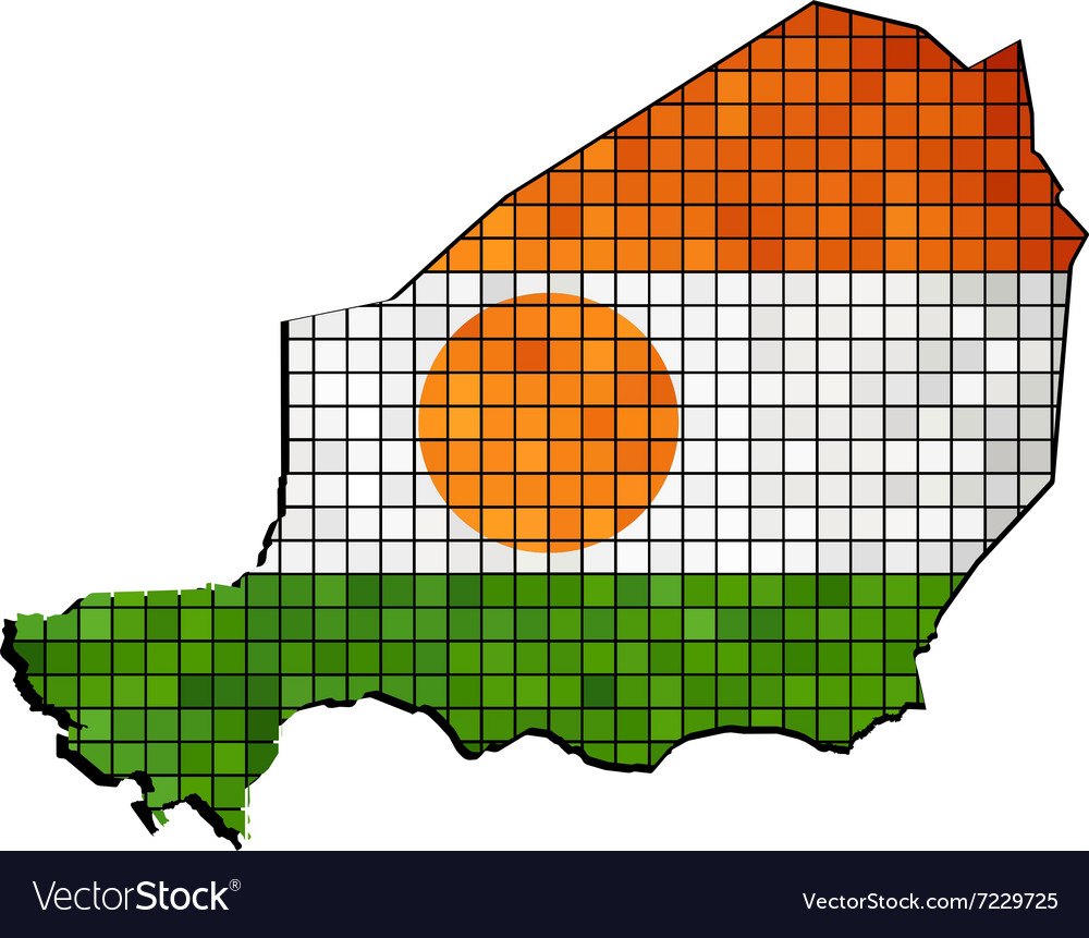 Niger map with flag inside