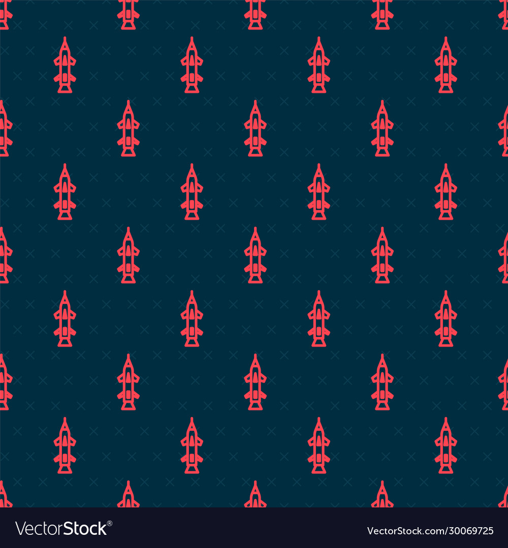 Red line rocket icon isolated seamless pattern Vector Image Red line rocket icon isolated seamless pattern